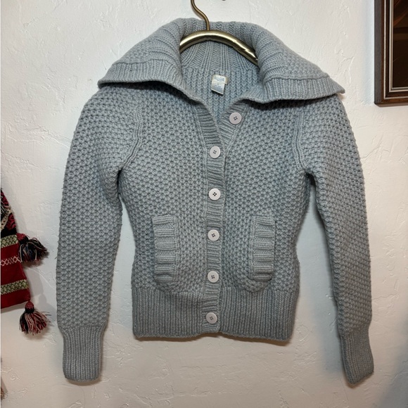Aqua Sweaters - ALMOST VINTAGE AQUA LIGHT BLUE WOOL CASHMERE SWEATER CARDIGAN SZ SMALL
